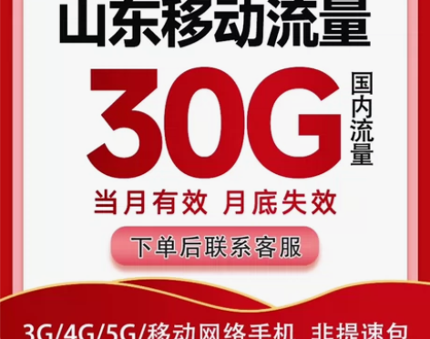 山东移动流量充值山东移动流量包30G当月有...