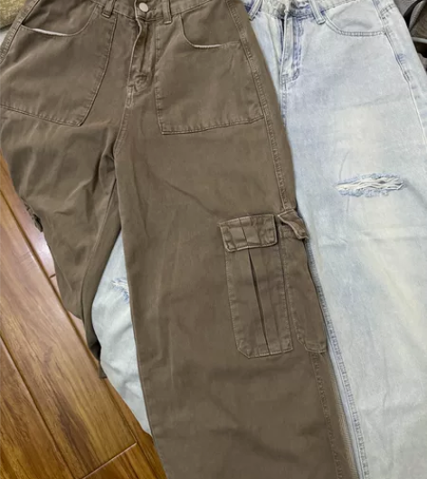 两件宽松牛仔裤打包！ 复古工装S码 美式宽...