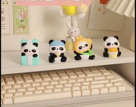 卡通国潮熊猫办公桌面小摆件创意萌宠公仔儿童...