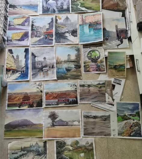 #水彩低价出售# 手绘水彩画原稿写生临摹风...