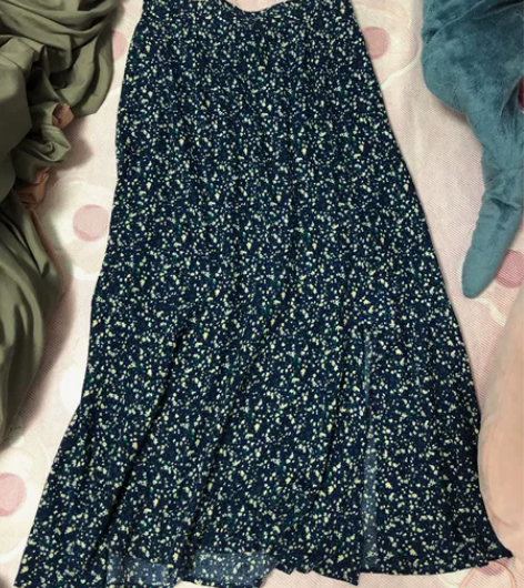 开衩碎花半身裙a字版型高腰显瘦长裙包邮 感...