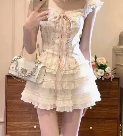 田园公主2024夏季纯欲风甜美显瘦气质碎花...