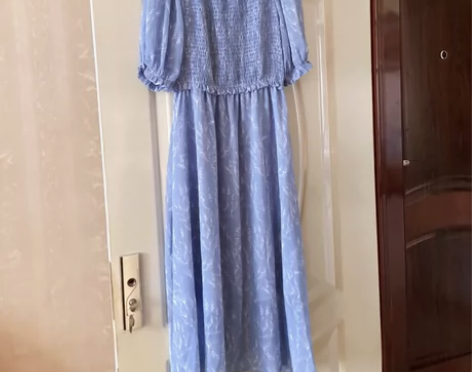 ENDEAR英迪尔/微胖蓝色碎花法式田园风...