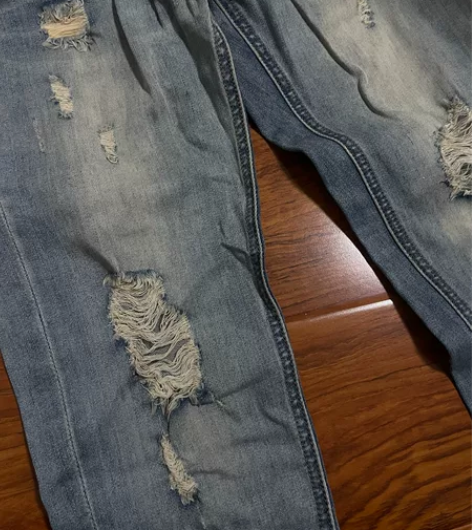 破洞牛仔裤夏季长裤修身 轻薄，有弹性，穿上...