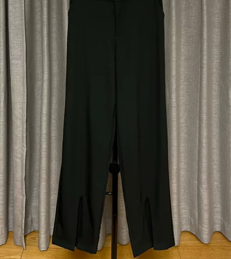 M码夏季黑色西装裤女窄版阔腿裤垂感直筒裤显...