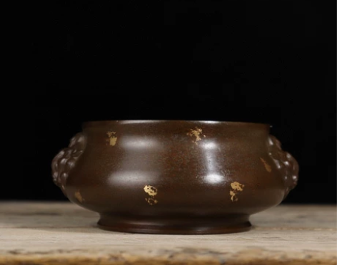 香薰炉纯铜香炉点金狮耳压经铜炉 此炉扁腹圈...