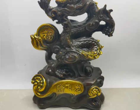 腾飞龙摆件 紫铜鎏金复古工艺 批发￥300...
