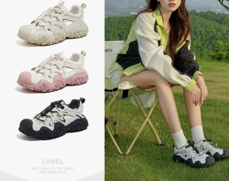 白鹿同款骆驼丑萌鞋女鞋2024夏季新款运动...
