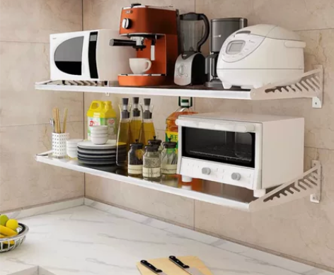 俞唐不锈钢厨房置物架壁挂式电饭煲微波炉架烤...