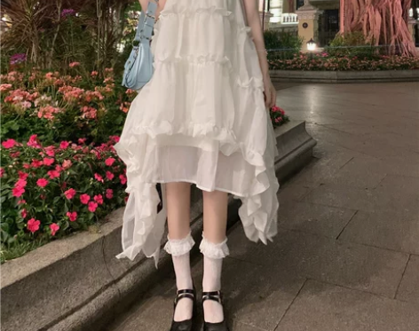 2021新款日系软妹超仙的白色显瘦设计感不...