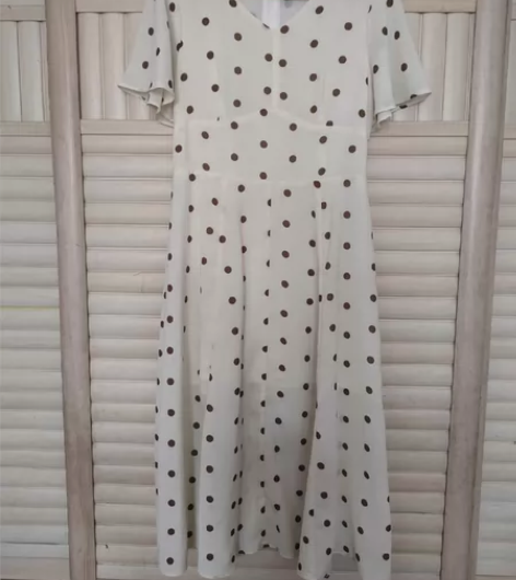 法式雪纺波点裙m码  几乎全新，穿过两次，...