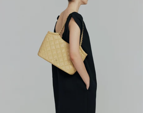 avalea慵懒柔软牛皮菱格链条托特包 大...