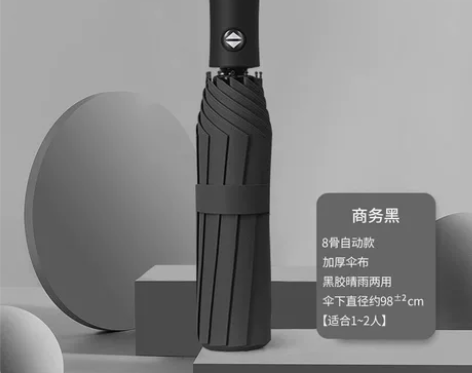 大雨伞12骨全自动折叠雨伞黑胶晴雨两用防晒...