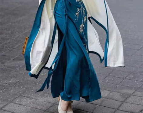 拟梦竹语国风原创宋制旋裙三件套长干寺天丝提...