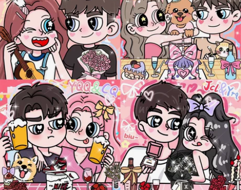 星蝶公主风定制画动漫照片q版情侣礼物画像定...