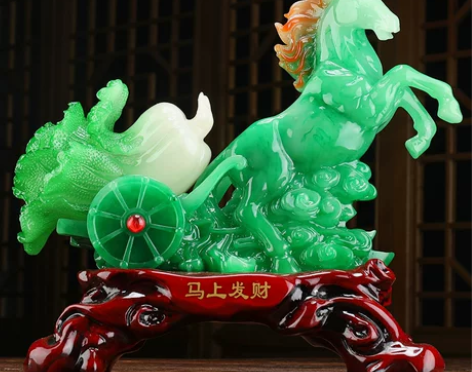 马摆件工艺品玉白菜家居客厅酒柜装饰品风水招...