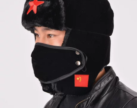 雷锋帽 雷锋帽棉帽红星国旗 帽子男潮东北防...