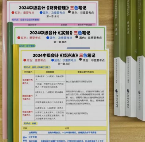 【秒发】最新中级会计三色笔记 直接背！中级...