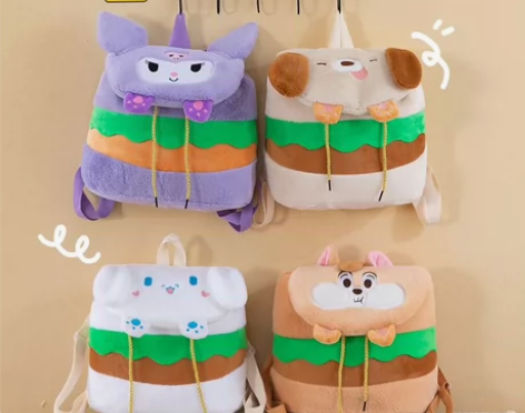 24h发货~全新包邮可爱汉堡玩偶双肩包大容...