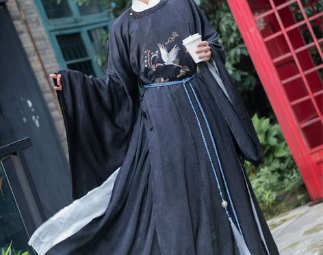 汉服男款中国风圆领道袍古装 略微穿着痕迹但...