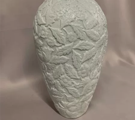 老花瓶青瓷花瓶浮雕花瓶，天青釉花瓶素色插花...