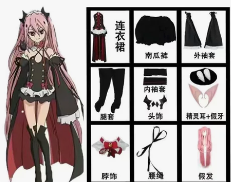 出克鲁鲁服装全套（假发送发网） 毛发很顺哦...