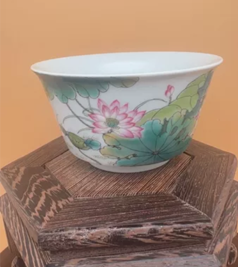 特价景德镇手绘珐琅彩荷花荷塘清韵茶杯主人杯...