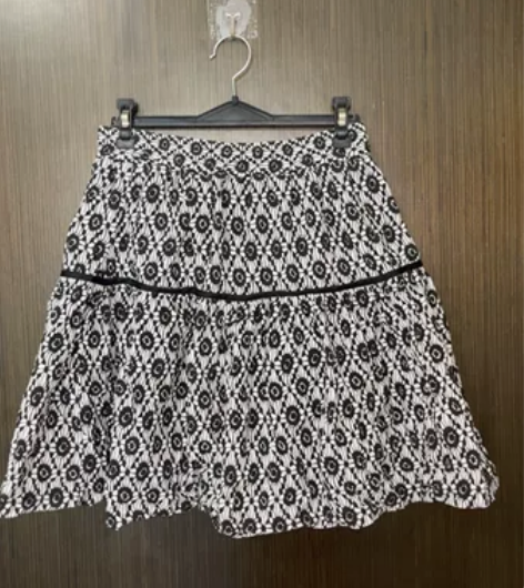 #半裙 均码黑白花花 松紧腰文艺风半裙 搭...