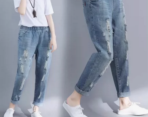 破洞牛仔裤165码 本人165cm  55...