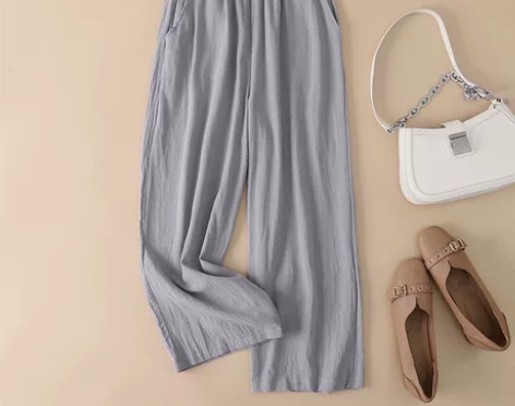 棉麻阔腿裤子女士夏季新款复古高腰宽松垂感舒...