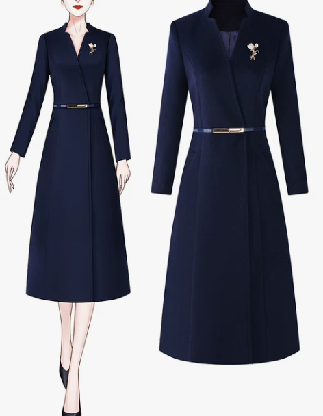 销售职业装羊毛大衣高级感纯色OL空姐地勤物...