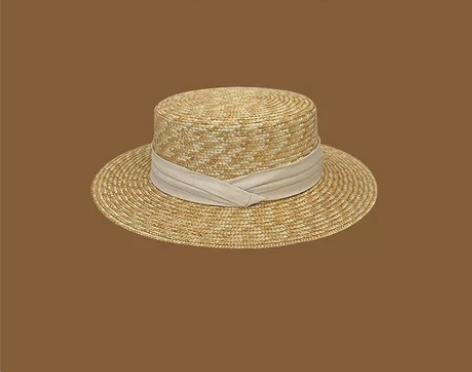 日系平沿草帽女夏季防晒网红麦秆遮阳法式小清...