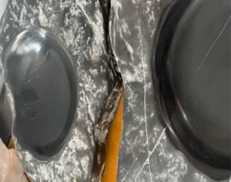 天然乌金石砚台原石带盖子文房四宝书法用品墨...