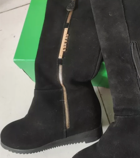 翻毛皮靴，内增高，小品牌，内加绒，冬季搭配...