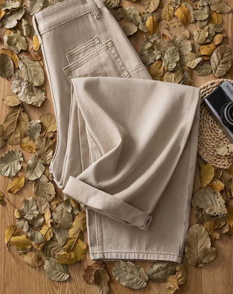 高腰哈伦牛仔裤女小个子2024秋季新款卡其...