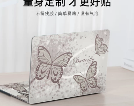 潮流蝴蝶电脑贴纸适用联想小新air14贴膜...