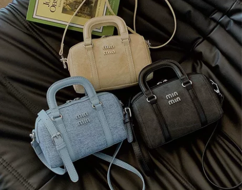 【全网最低】ins牛仔布手提波士顿包斜挎包...