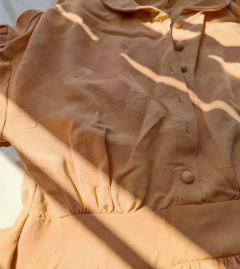 正绢改衣  正绢时装连衣裙 橘色系云朵纹色...