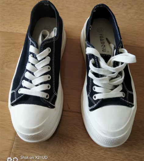 厚底内增高帆布女板鞋，37号，只穿过几次，...