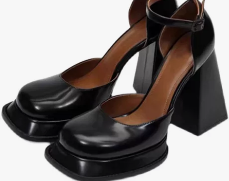 高跟鞋女2023春秋新款防水台单鞋粗跟复古...