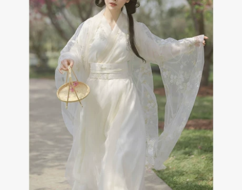 仅穿过一次，9.9新！L码，花间语，改良汉...