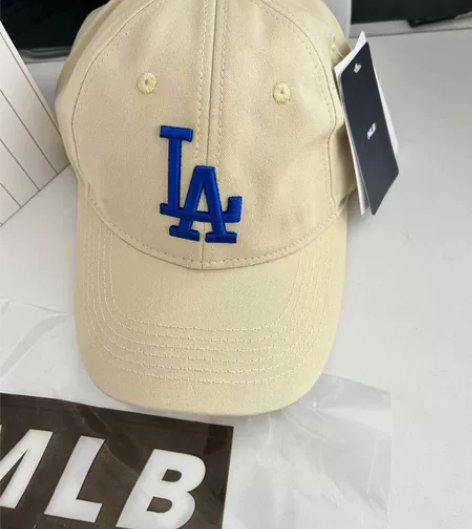 全新未拆封mlb卡其色蓝标la棒球帽大标鸭...