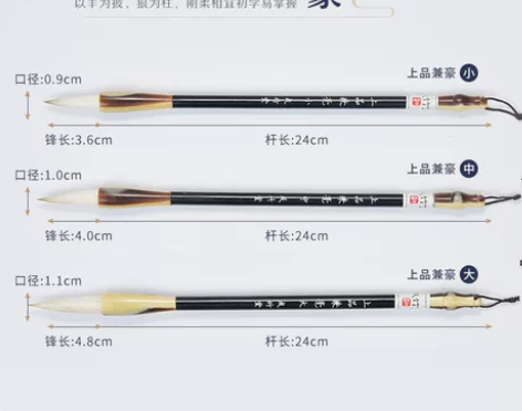 成竹堂毛笔狼毫兼毫中号小号初学者套装高档专...