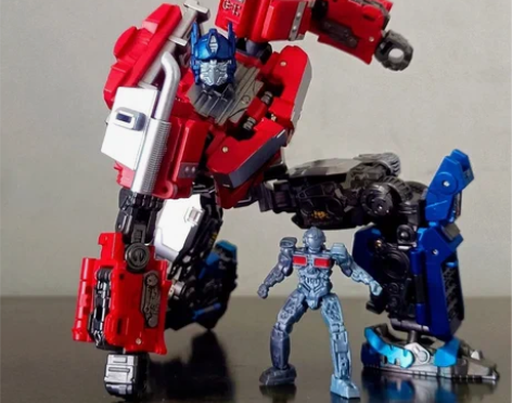 变形玩具百微变7擎天汽车柱带车厢合金正版大...