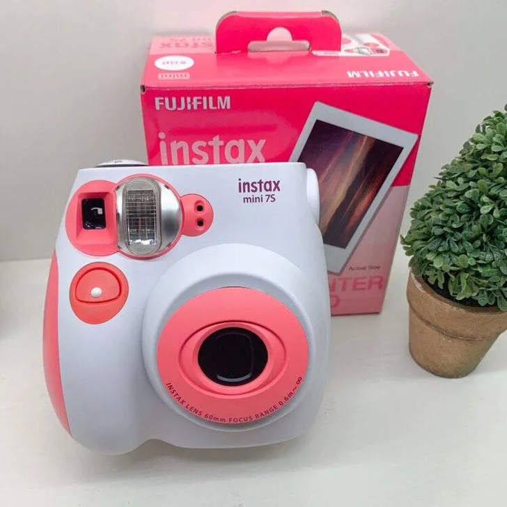 富士拍立得相机mini7C奶咖粉色三原色一...