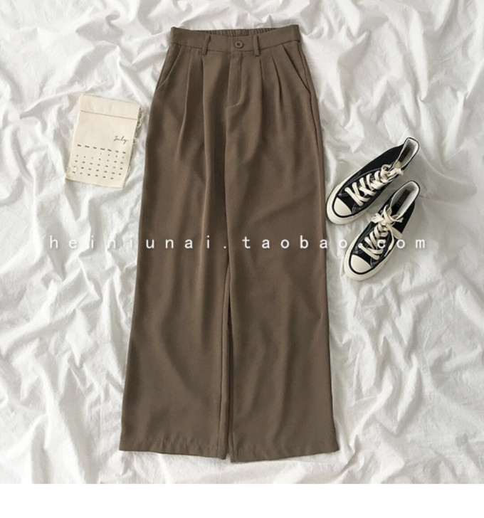 纯色ins休闲裤2021夏季新款女装垂感高...