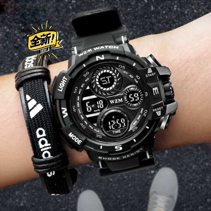 电子手表男学生韩版夜光防水表黑科技潮流表