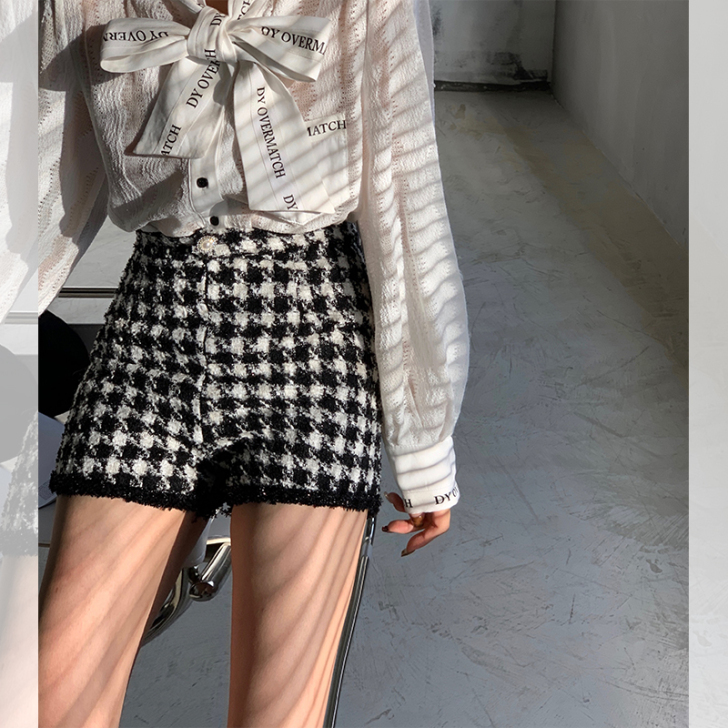 Q女家 高腰短裤女宽松显瘦裤子2020年秋...