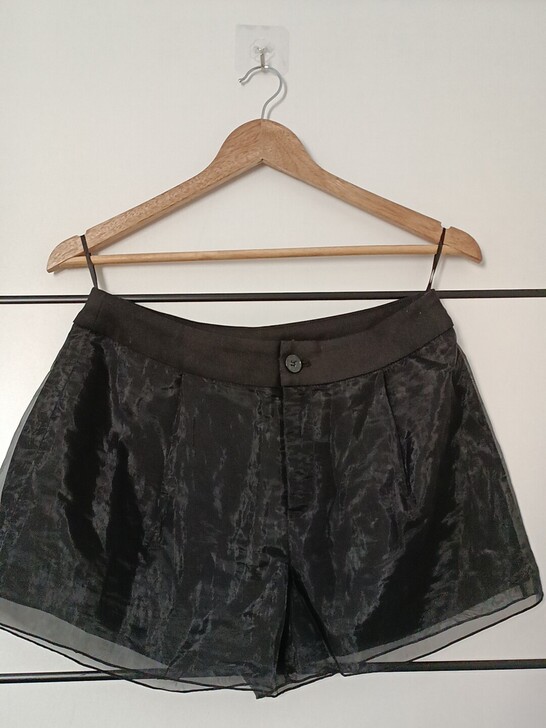 欧根纱黑色短裤热裤