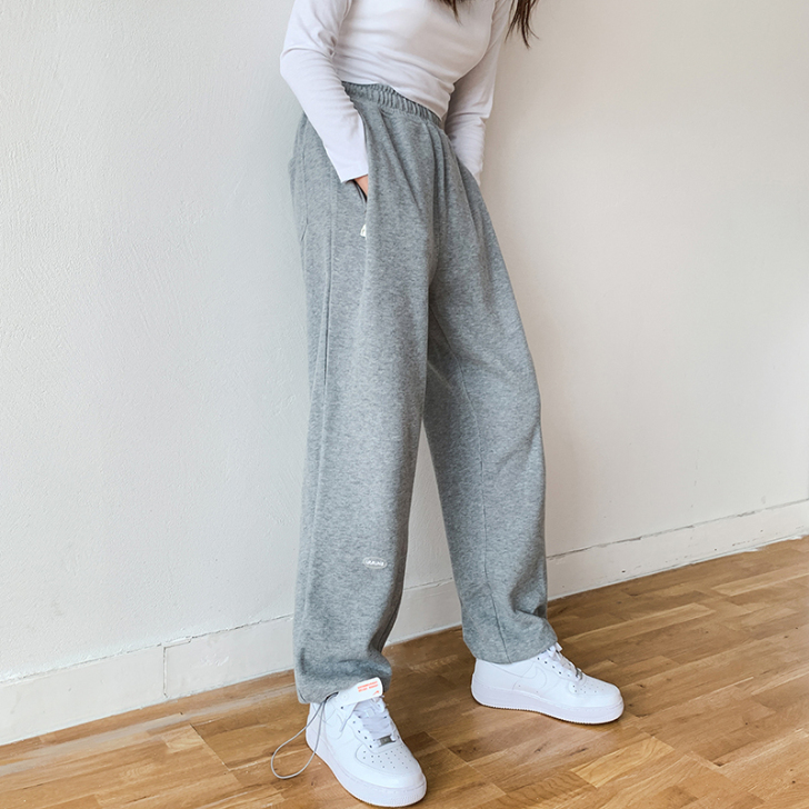 灰色运动裤女休闲裤宽松高腰秋冬阔腿裤直筒裤...